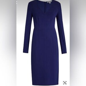 Diane von furstenberg milena long sleeve sheath dress azurite blew new 8